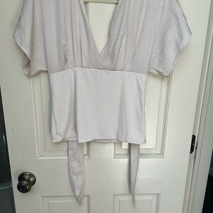 Banana Republic White Dolman Sleeve Wrap Blouse